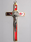 St Benedict Crucifix: 20cm Gold/Red (CR20SBGR)