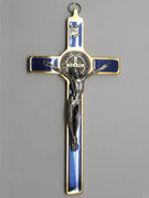 St Benedict Crucifix: 20cm Gold/Blue (CR20SBGB)