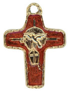 Confirmation Medal: Gilt with Red Enamel Cross/Spirit (ME30022R)
