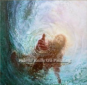 Unframed Canvas Print: Jesus Hand in Water 40x40cm (PI20X20JWATB)