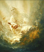 Unframed Canvas Print: Jesus Hand in Water 40x60cm (PI20X20JWATY)