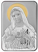 Greek Silver Icon Plaque: Immaculate Heart Mary 10x14cm (PL98102)
