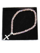 Child Bracelet: Pink Crystal 3mm Beads & Cross(JE2975P)