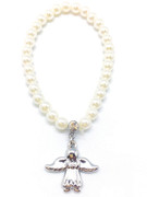 Child Bracelet: Pearl Finish 4mm Beads & Angel(JE2976P)