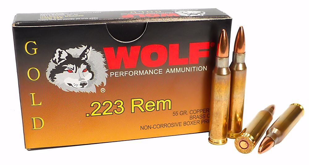 223 Ammo 55gr Fmj M193 Wolf Gold 20 Round Box
