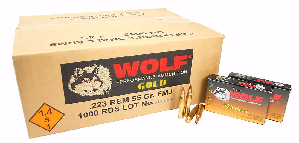 wolf gold 223 5 56 55 grain fmj brass 500 rounds for sale
