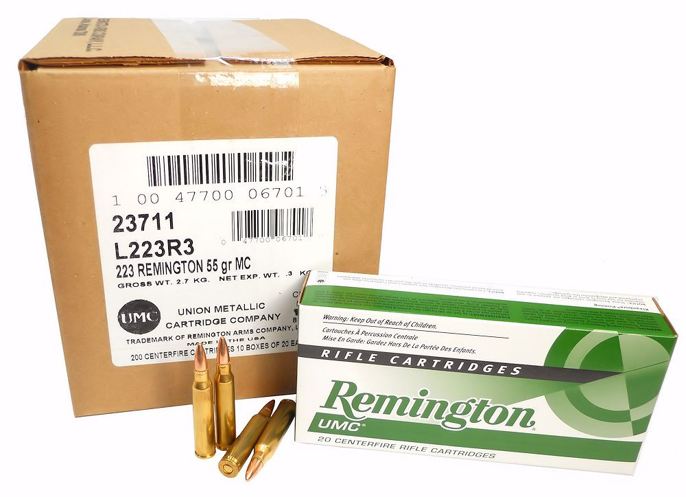 223 556x45 Ammo 55gr Fmj Remington Umc 200 Round Case 