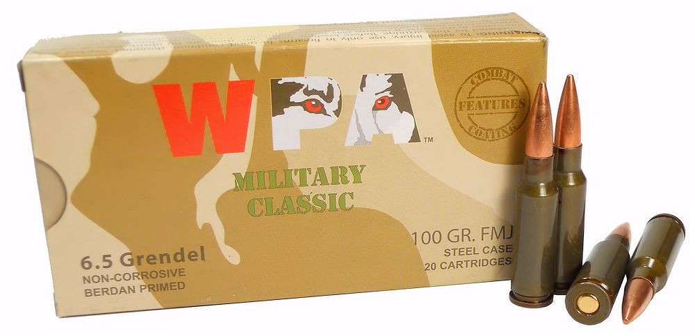 6 5mm grendel ammo 100gr fmj wolf wpa military classic 20 round box