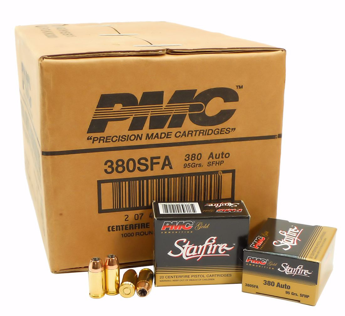 380 ACP 9x17 Ammo 95gr SFHP PMC Gold Starfire (380SFA) 1000 Round Case