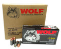 45 ACP Ammo 230gr FMJ Wolf Performance 500 Round Case