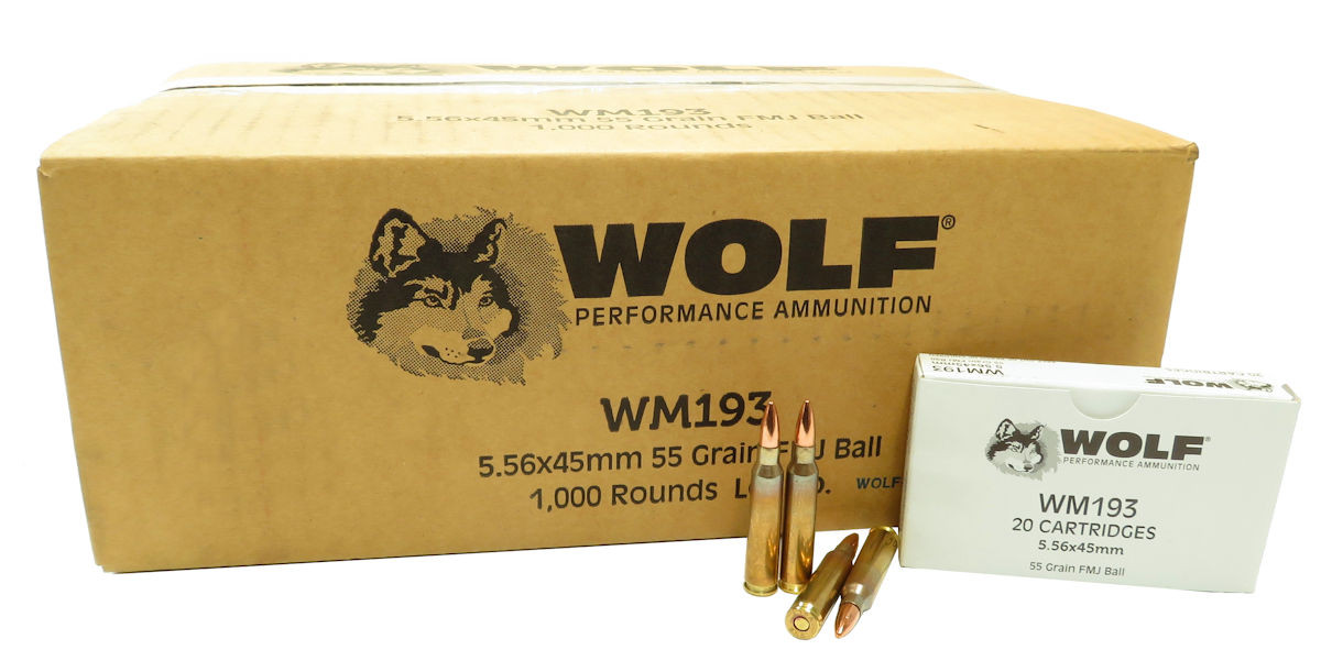 223 5.56x45 Ammo 55gr FMJ Wolf Performance 20 Round Box 