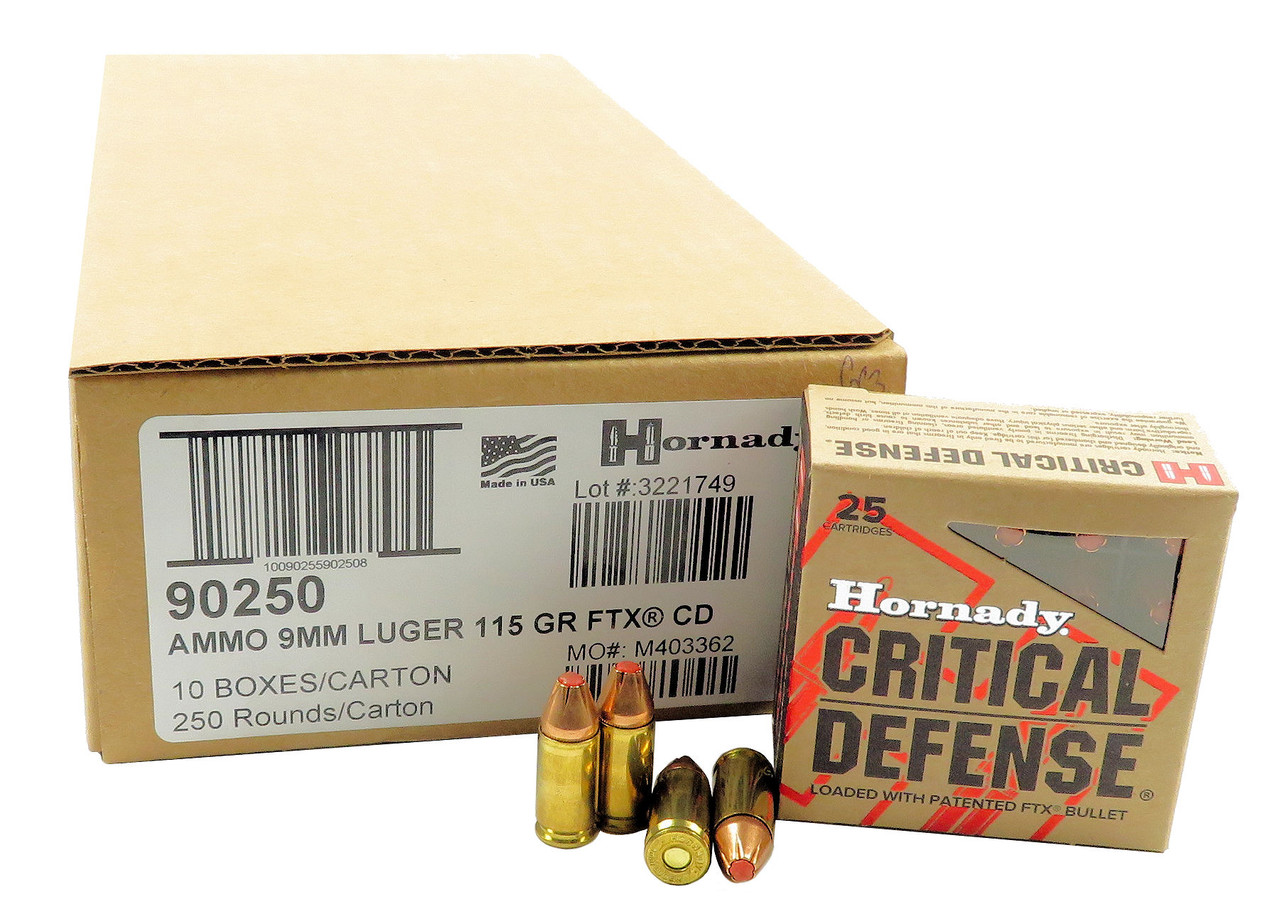 9×19mm CRITICAL DEFENSE パッケージ Hornady Critical Defense 9mm Luger 115 Grain Handgun Ammo