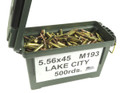 5.56x45 Ammo 55gr FMJ Winchester Lake City M193 500 Round Can