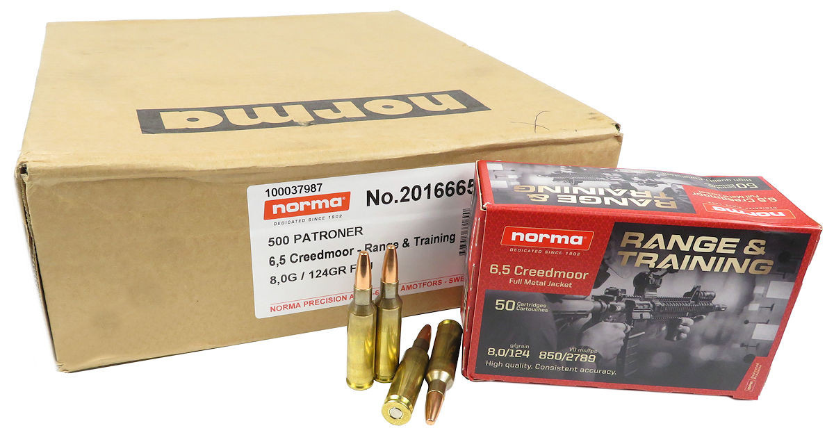 6.5 Creedmoor Ammo 124gr FMJ Norma Range & Training 500 Round Case