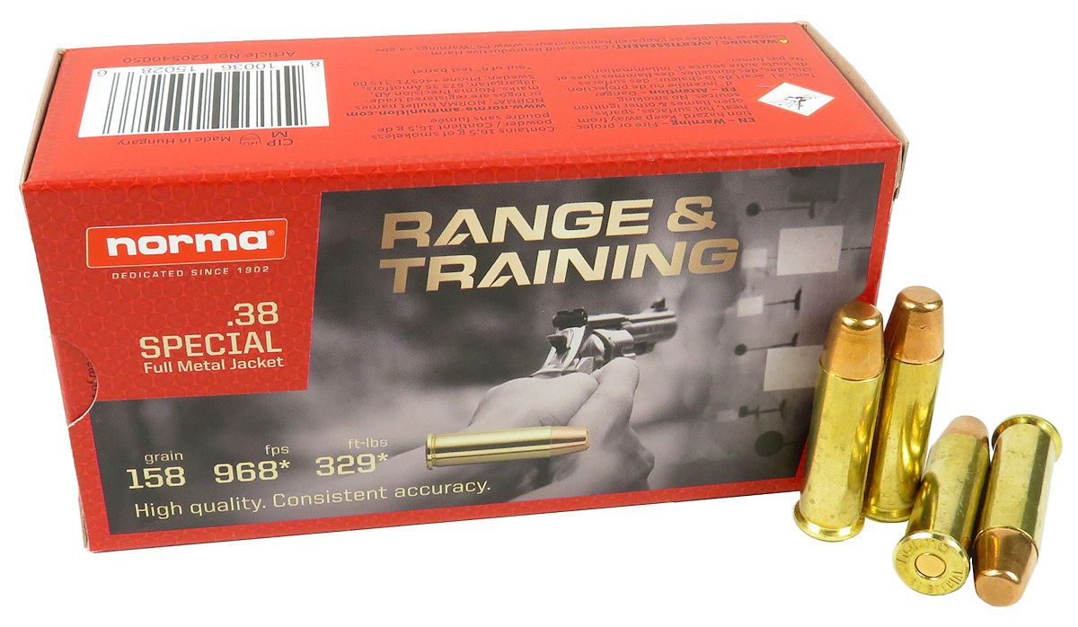 38 Special Ammo 158gr FMJ Norma Range & Training 50 Round Box