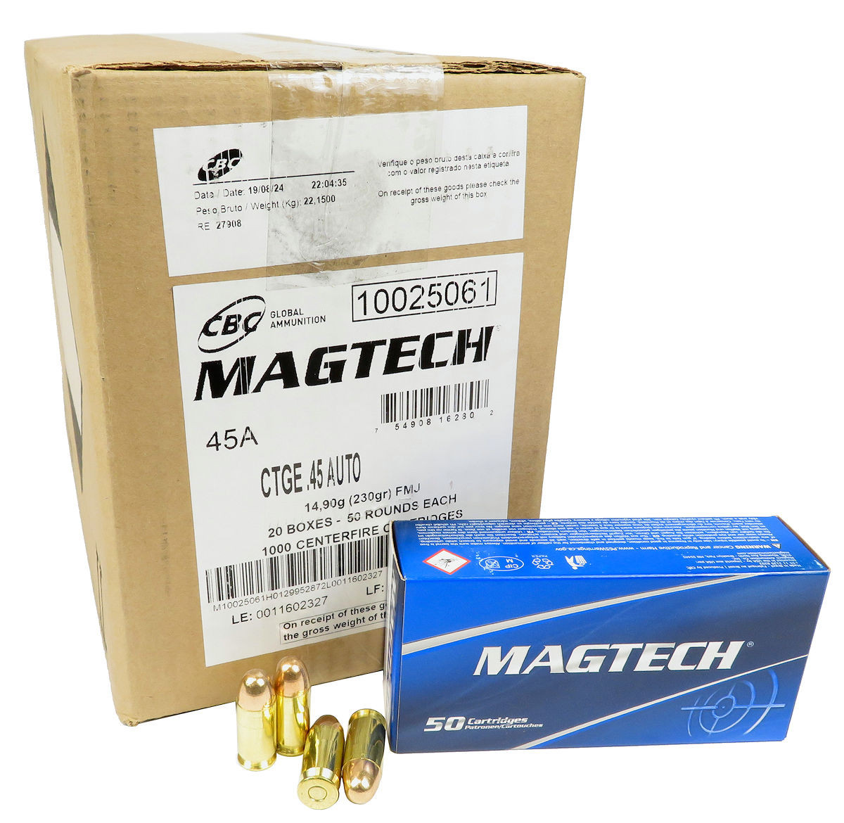 45 ACP Ammo 230gr FMJ Magtech (45A) 1000 Round Case