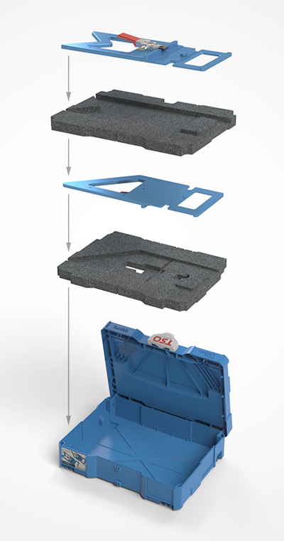 The Dual FoamPac Systainer Insert protects both your GRS-16 and GRS-16 PE guide rails at the same time!