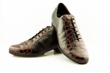 Online Tango Shoes - 2x4 al pie Almagro - Negro y Croco Bordo (fully leather)