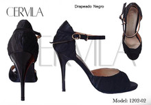 Online Tango Shoes - Cervila - Drapeado Negro (fully leather)