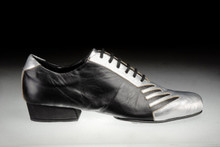 Online Tango Shoes - 2x4 al pie San Telmo - Negro y Plata (fully leather)