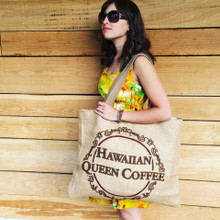 Kona Coffee Burlap Beach Bag