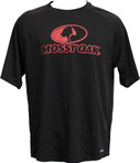 Mossy Oak Black/Red Logo DriFit TShirt. 100% Polyester