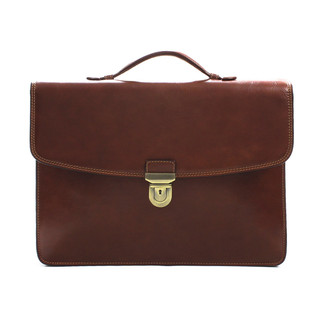 Single Compartment Document Briefcase PI011001 Front Brown