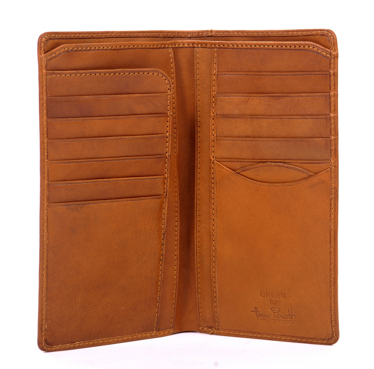 Tony Perotti Mens Italian Cow Leather Bifold Checkbook Breast Pocket Wallet