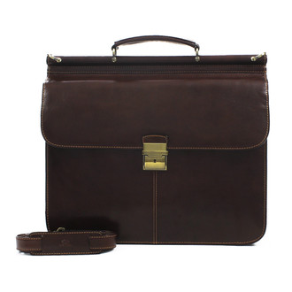 Forum Flap over Double Compartment Laptop Case in Brown