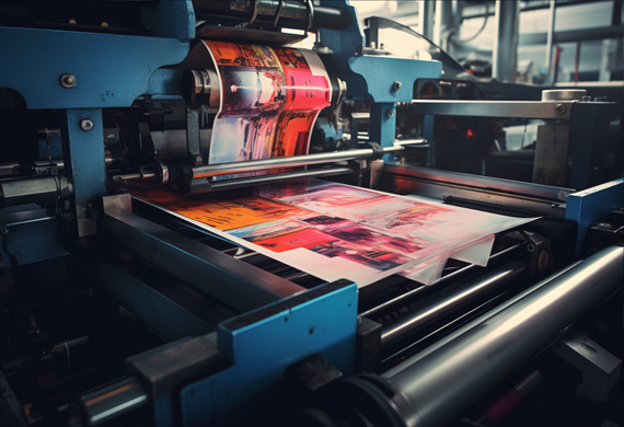 printing plate with semi-liquid inks being used for printing