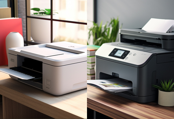 inkjet and laser printer with a cartridge that dispenses toner