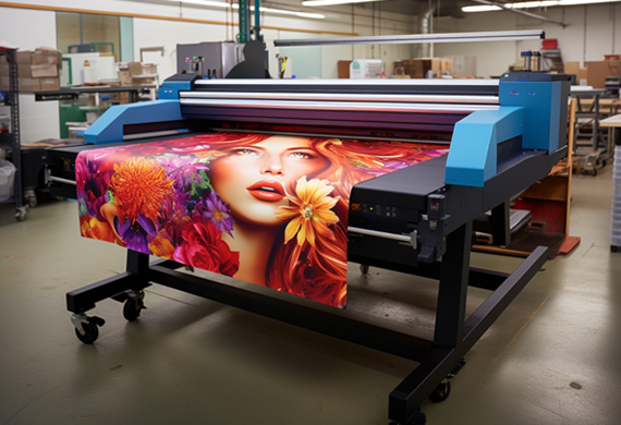 large format printer printing a large print media