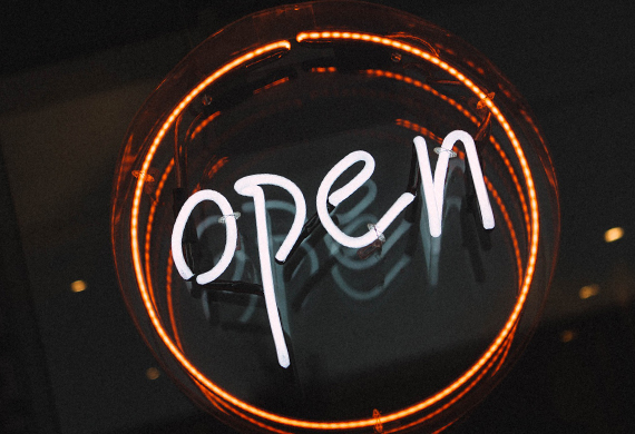 Sign stating that your business is open