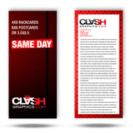 Our 1/3 page rack card is printed same day is printed in Atlanta on 12pt card stock with your choice of UV Gloss or Matte finishes.