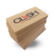 Cardboard business cards is printed on a thick recycled stock