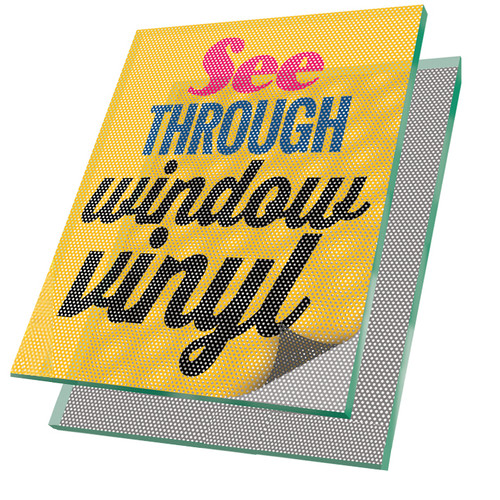 A 6mil white flexible vinyl front with a clear removable acrylic adhesive back. This perforated window film is designed for production of see-through graphics for windows. Recommended for use on flat vehicle windows or retail store windows.