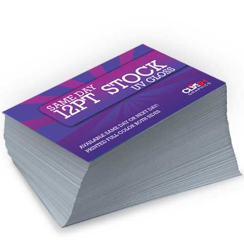 Our full color business cards are printed cheap and fast. 5,000 business cards are done the next day Atlanta Georgia and  Miami Florida. Same day printing is available in Atlanta for increments of 250, 500 and 1,000. 1,000 full color business cards are printed in two days. In New York, California, and Chicago the turnaround is 2-4 days. We offer  12 point, 14 point and 16 point card stocks. Business cards are always free shipping, full color, both sides and printed on quality card stocks. SAME DAY PRINTING IS PRINTED ON 12PT CARD STOCK WITH A CUT OFF TIME OF 12:30PM FOR SAME DAY SERVICE