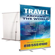 Our Aluminum Retractable Banner Stands are available with 10 mil indoor premium vinyl banners and are just as versatile as our "X-style" banner stands. The retractable stands are conveniently packed in a small bag and set up in a few easy steps.