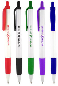 White Clicker Pen with Soft Grip