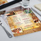 laminated menus are printed on 110lb thick cover stock and then laminated with either 5mil or thicker 10mil lamination