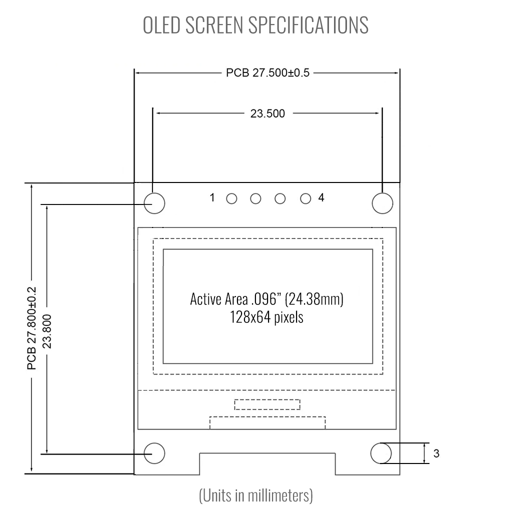OLED Dimensions (Units in Millimeters)