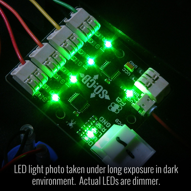 LED Lighting: LED light photo taken under long exposure in dark environment.  Actual LEDs are dimmer.
