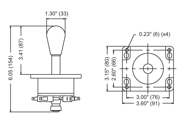 Joystick lever specifications and measurements