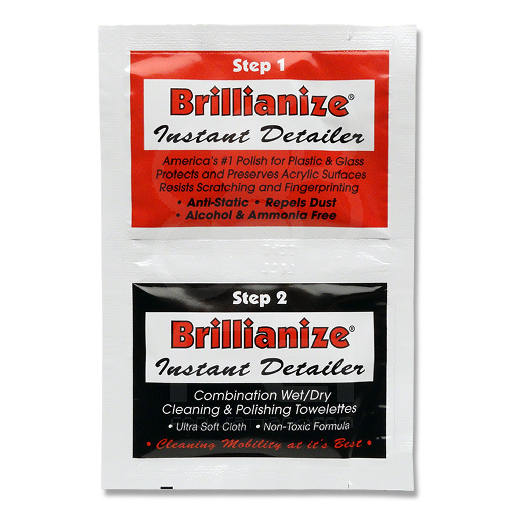 Brillianize Instant Detailer Kit Wet/Dry Polishing Wipes for Glass &  Plastic