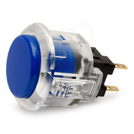 Sanwa OBSC 24mm Pushbutton Clear Rim/Solid Plunger - Marine Blue
