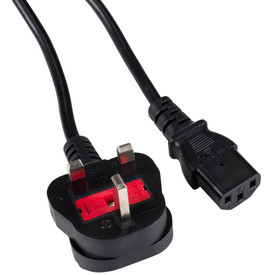 6 ft. 18/3 AWG IEC Type-G to IEC C13 Power Cord Black (UK)