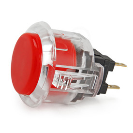 Sanwa OBSC 24mm Pushbutton Clear Rim/Solid Plunger - Dark Red