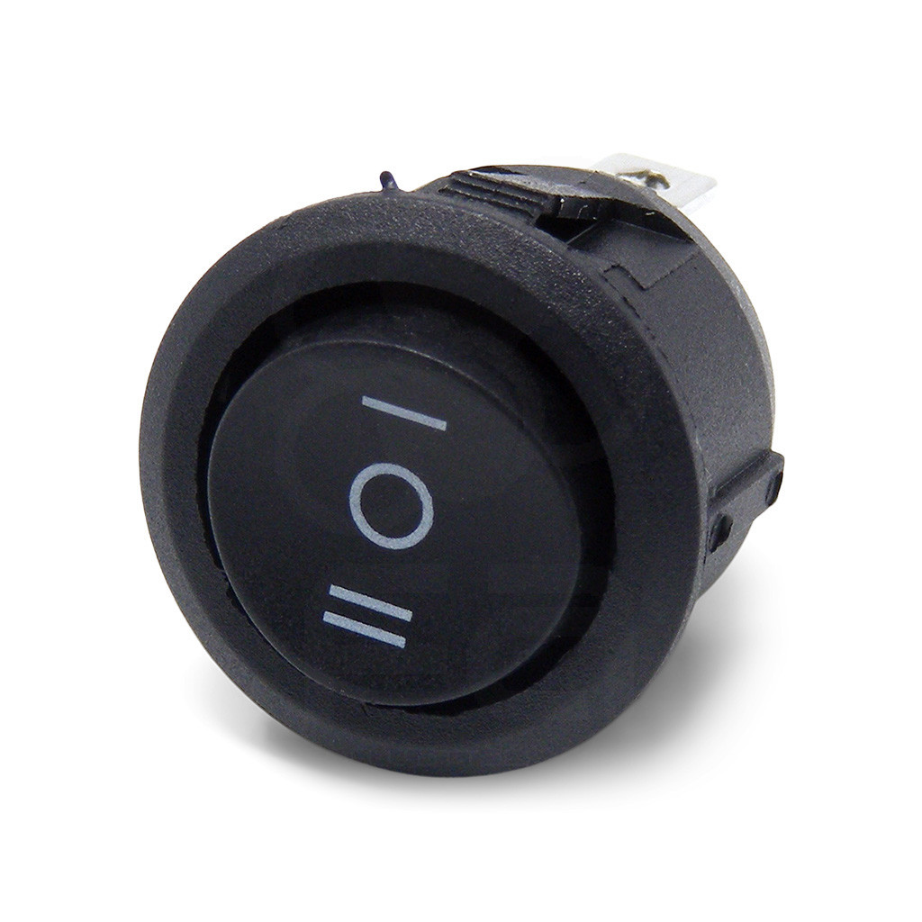 Mini Round 3-Pin SPDT ON-OFF-ON Rocker Switch - Black