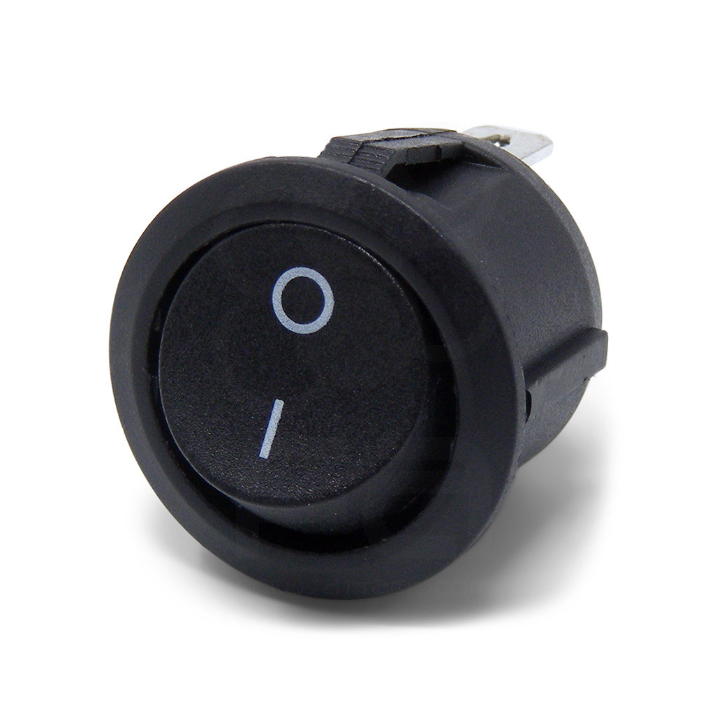 Mini Round 2-Pin SPDT ON-OFF Rocker Switch - Black