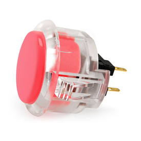Sanwa OBSC 30mm Pushbutton Clear Rim/Solid Plunger Pink
